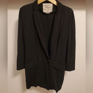 Cartonnier Anthropologie long black blazer. 3/4 sleeves. Size M. Padded shoulder